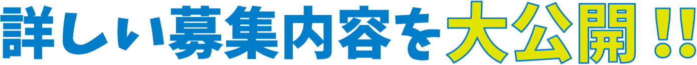 詳しい募集内容を大公開！！