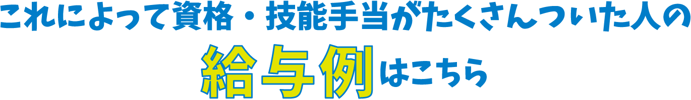 これによって資格・技能手当がたくさんついた人の給与例はこちら